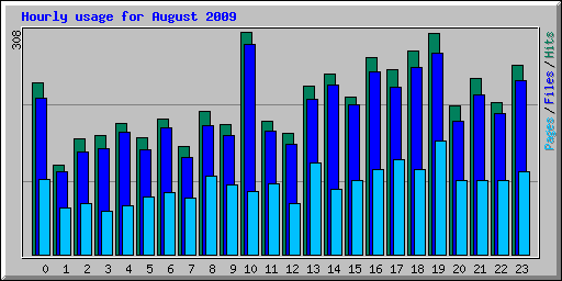 Hourly usage for August 2009