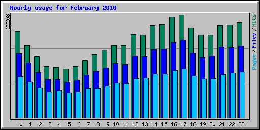 Hourly usage for February 2010