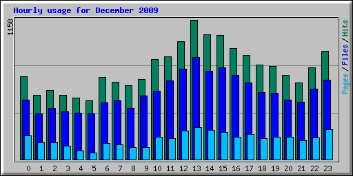 Hourly usage for December 2009